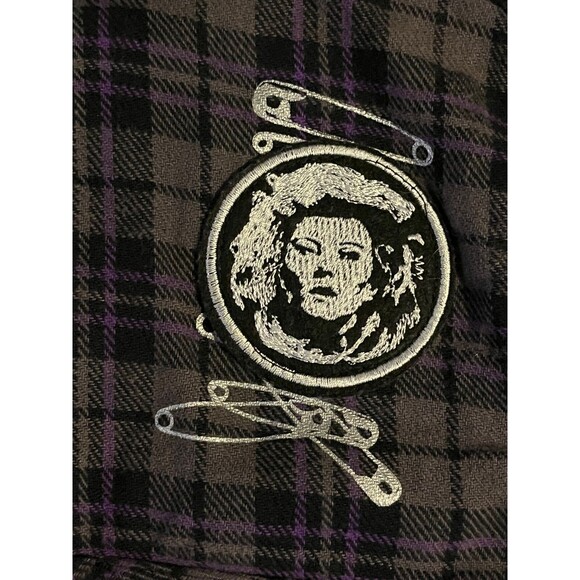 Disney The Haunted Mansion Plaid Flannel Woven Hoodie Shacket Shirt Large - Picture 3 of 13